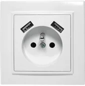 Gniazdka elektryczne - Quadra Gniazdko Z Bolcem 2X Usb Do Ramek 230V 2.1A - miniaturka - grafika 1