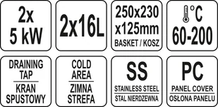 YATO ELEKTRYCZNA FRYTOWNICA Z ZAWOREM 2X16L YATO YG-04634 - Inne urządzenia gastronomiczne - miniaturka - grafika 11