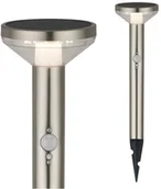 Lampy ogrodowe - Maclean Solarna lampa LED z czujnikiem chrom matt, IP44, 3 tryby świecenia, bateria Li-ion 18650 3,7V 1200 mAh, wbijana, MCE46 - miniaturka - grafika 1