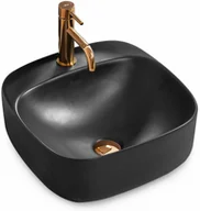 Umywalki - Rea Umywalka Nablatowa Luiza 42 Czarna MAT U9606 - miniaturka - grafika 1
