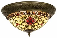 Lampy sufitowe - ART Lumilamp Lumilamp 5LL-5356 lampa sufitowa lampa sufitowa czerwona róża w stylu Deco Tiffany 38 * 19 cm 2X E14 max 40W dekoracyjne kolorowe szkło Tiffany styl ręczne wykonanie klosz szklany 5LL-5356 - miniaturka - grafika 1