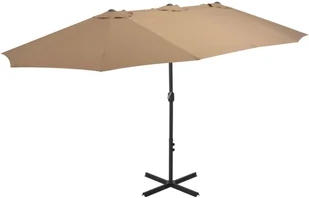 vidaXL Parasol ogrodowy na słupku aluminiowym, 460 x 270 cm, taupe - Parasole ogrodowe - miniaturka - grafika 2