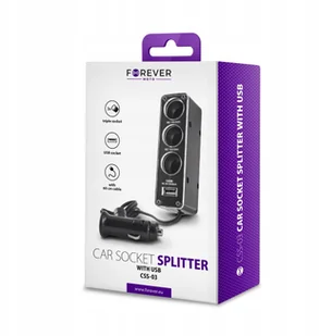 Forever Adapter samoch. 3 gniazda 1xUSB z kablem - Adaptery i przejściówki - miniaturka - grafika 2