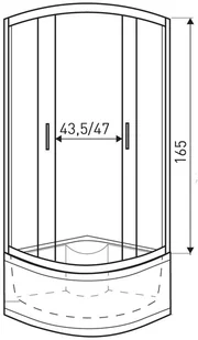 Novoterm Kabina półokrągła niska 165 cm 80x80 Madera STR GL MADERA.GL-80-B/B - Kabiny prysznicowe - miniaturka - grafika 2