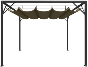 vidaXL Altana ogrodowa ze zwijanym dachem, 3x3 m, taupe, 180 g/m - Altany ogrodowe - miniaturka - grafika 2