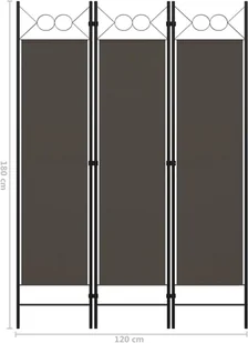vidaXL Parawan 3-panelowy, antracytowy, 120 x 180 cm vidaXL - Parawany - miniaturka - grafika 6