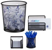 Pojemniki biurowe - FENIKS Relaxdays zestaw organizer-częściowy zestaw do montażu metalowej na biurko, biurko, półka na listy, kartki Box, pojemnik na długopisy, 10022498_46 - miniaturka - grafika 1