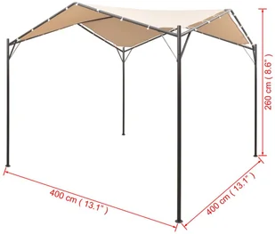 vidaXL Altana/namiot ogrodowy, 4x4 m, stal, beżowy - Pawilony ogrodowe - miniaturka - grafika 9