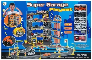 Import LEANToys Zestaw Super Garaż Poziomowy Parking + 6 Autek 1194 - Tory, garaże, parkingi - miniaturka - grafika 4
