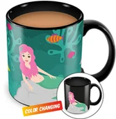 Filiżanki - Thumbs Up mermug ""Syrenka"" Heat Change filiżanka z funkcją zmiany kolorów, ceramika, czarna, 14 x 14 x 14 cm MERMUG - miniaturka - grafika 1