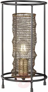 Fischer Honsel Lampa stołowa Ano, klatkowa, czarny, stary mosiądz - Lampy stojące - miniaturka - grafika 2