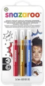 Przybory szkolne - Snazaroo Farby do twarzy w pędzelku 3x2ml Adventure 1180140(czerwony złoty niebieski) - miniaturka - grafika 1