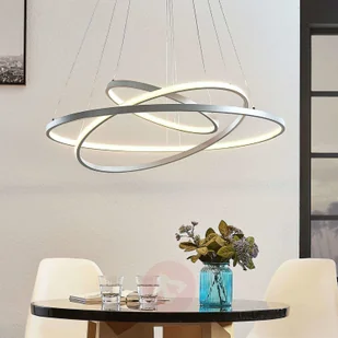 Lampenwelt com Lampa wisząca LED Ezana, trzy pierścienie, nikiel - Lampy sufitowe - miniaturka - grafika 4