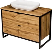 Szafki łazienkowe - Szafka z białą umywalką styl loftowy 100 cm seria New York NY-NE-U100/50/2 + PREMIUM - miniaturka - grafika 1