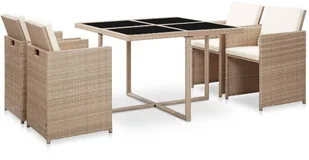 vidaXL 5 częściowy zestaw mebli ogrodowych z poduszkami rattan PE beżowy 46385 46385 - Meble ogrodowe - miniaturka - grafika 2