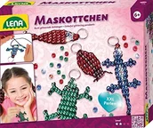 Zabawki kreatywne - Lena 42688 zestaw do majsterkowania na 4 maskotki, kompletny zestaw dla 4 talizmanów szczęścia/breloczków do kluczy z 290 koralikami metallic XXL, czarny sznurek, 4 pierścienie i instrukcja (może nie 42688 - miniaturka - grafika 1