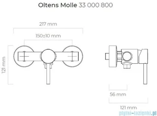 Oltens Oltens Molle bateria prysznicowa ścienna złota 33000800 - Baterie wannowe i prysznicowe - miniaturka - grafika 2