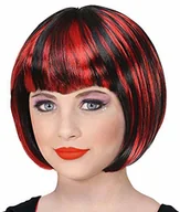 Stroje karnawałowe - WIDMANN Widmann 46921 peruka Halloween dla dzieci, dziewczynki, czarna/czerwona - miniaturka - grafika 1