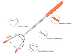 Lumarko Alpenburg Widelec kij teleskopowy do ogniska pieczenia kiełbasek 4 szt. HW-239 Kinghoff - Grille - miniaturka - grafika 3