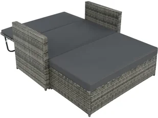 vidaXL 2-cz zestaw wypoczynkowy do ogrodu poduszki rattan PE szary 44483 - Sofy ogrodowe - miniaturka - grafika 6