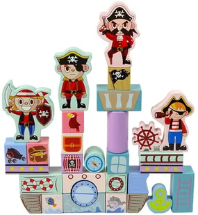 Import LEANToys Drewniane Klocki Zamek Piraci Okręt 46 Elementów Puzzle Liczby LT-10128-0 - Klocki - miniaturka - grafika 4