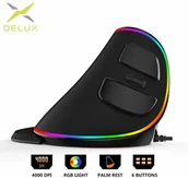 Myszki - Delux M618Plus RGB ergonomiczna mysz pionowa 6 przycisków 4000 DPI optyczna mysz komputerowa z - miniaturka - grafika 1