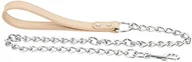 Smycze dla kotów - CHAPUIS SELLERIE SLA058 smycz dla psa - skręcony stalowy łańcuch średnica 4 mm - pasek na rękę skóra naturalna - długość 1 m - rozmiar XL - miniaturka - grafika 1