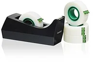 Urządzenia do pakowania - Scotch dozownik taśmy przylepnej wraz z 4 rolkami Scotch Magic taśmy klejącej, 19 MM X 33 m, czarny C60-BK4 - miniaturka - grafika 1