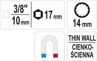 Nasadka do świec 3/8"""" 14 mm 12PT YT-38510 YT-38510 - Klucze i nasadki - miniaturka - grafika 3