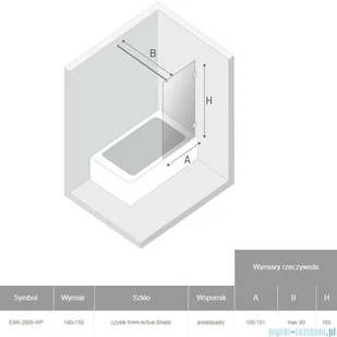 NEW TRENDY Avexa Gold parawan nawannowy z wspornikiem prostopadłym 100x150 cm przejrzyste EXK-2009-WP | - Akcesoria do armatury i ceramiki - miniaturka - grafika 2