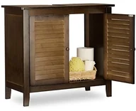 Półki łazienkowe - Relaxdays Szafka pod umywalkę ciemnobrązowy lamell, łazienka szafa z bambusa, szafka pod umywalkę, HBT : 60 x 67 x 30 cm 10020920 - miniaturka - grafika 1