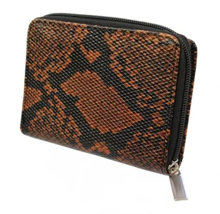 PolskaGalanteria.pl Portfel Damski Skóra Ekologiczna POLSKAGALANTERIA Średni Z Suwakiem Piórnik CZARNY WĄŻ B1 - Portfele - miniaturka - grafika 3