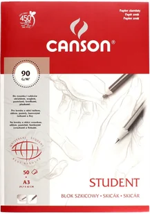 Canson Blok szkicowy A3 50 arkuszy Student ziarnisty czerwony - Szkolne artykuły papiernicze - miniaturka - grafika 3