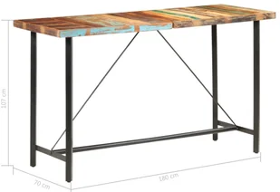 vidaXL 7-cz. zestaw mebli barowych, drewno odzyskane i naturalna skóra - Stoły z krzesłami - miniaturka - grafika 8