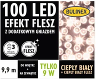 Oświetlenie świąteczne - Bulinex Lampki LED 100L 9,9 m flesz z dodatkowym gniazdem barwa ciepła biała 13-135 - miniaturka - grafika 1
