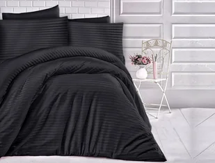 Darymex Pościel satyna bawełniana CIZGILI BLACK/140x200+1posz. 70x80 EXCLUSIVE POSAT/140X200+1P/CIZBLAC - Pościel - miniaturka - grafika 2