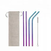 Słomki do napojów - Whiskey Rocks Słomki metalowe zestaw 4 szt 215x6 mm tęczowe 5907443621173 - miniaturka - grafika 1