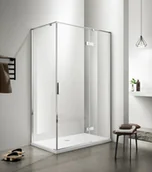 Kabiny prysznicowe - BRAVAT Kabina prysznicowa prostokątna 1-skrzydłowa 80x100x200 SNC 80/100 P chrom szkło transparentne prawa z powłoką Nano Glass - miniaturka - grafika 1
