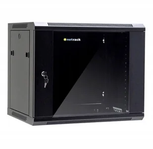 NetRack szafa wisząca 19 9U/600x450mm czarna drzwi szklane otwierane boki (019-090-645-022) - Szafy rack - miniaturka - grafika 2