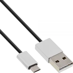 InLine kabel micro USB 2.0 USB A wtyczka wtyczka Micro-B czarna/aluminium elastyczny 1 m, 31710i 31710I - Kable USB - miniaturka - grafika 2