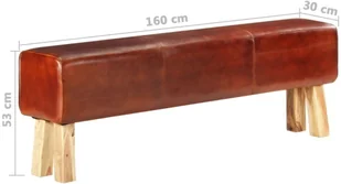 VidaXL Lumarko Kozioł gimnastyczny, 160 cm, brązowy, skóra i drewno mango 320607 VidaXL - Ławki do przedpokoju - miniaturka - grafika 7