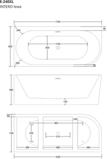 Corsan Wanna narożna Intero prawa 170 cm z szeroką krawędzią i wykończeniem różowe złoto 649315 - Wanny - miniaturka - grafika 2