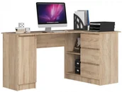 Biurka - Narożne duże biurko komputerowe z półkami dąb sonoma prawostronne E8-Z31 - miniaturka - grafika 1