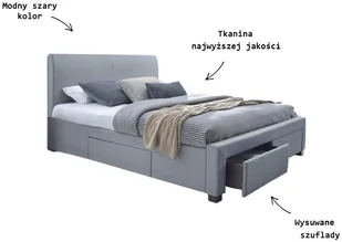 Halmar Łóżko tapicerowane Modena 160x200 szary - Łóżka - miniaturka - grafika 4