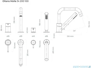 Oltens Molle wannowa 4 otworowa czarny mat 34200100 - Baterie wannowe i prysznicowe - miniaturka - grafika 2