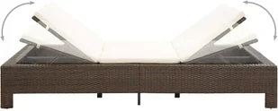 vidaXL 2-osobowy leżak z poduszką, brązowy, polirattanowy - Leżaki ogrodowe - miniaturka - grafika 5