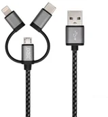 Kable USB - 3SIXT 3SIXT 3in1 Charge/Sync Cable (3S-1127) 38809 1 m, Black, silver 38809 - miniaturka - grafika 1