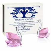 Gadżety dla niej i dla niego - Murrano Łabędzie kryształowe w pudełku z nadrukiem dla rodziców jako podz KRSZ-LB-011 - miniaturka - grafika 1