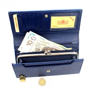 Wilmar (PL) Portfel Damski (PL) Klamra 16 cm Skóra Włoska Z Kartami P17 Ozdobna Nitka RFID - Portfele - miniaturka - grafika 4