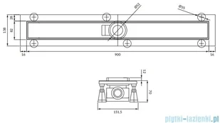 Omnires Lowfix odpływ liniowy z maskownicą pełną 90 cm czarny LOWFIX90GBL - Syfony - miniaturka - grafika 2
